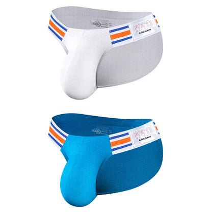 Men’s Breathable Brief Underwear 1/2/3/4PCS – High Fork Triangle Design with Striped Elastic Waistband Comfort Fit