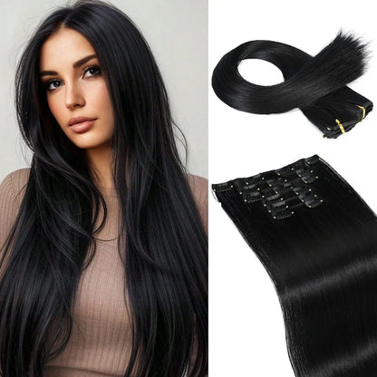 Clip-In Hair Extensions – Thick & Long Lace Weft Synthetic Hairpieces for Women