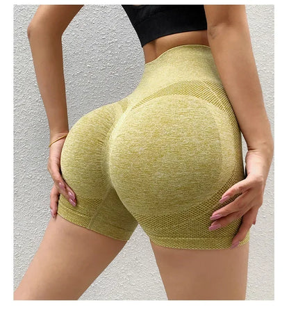 Women’s Sexy Booty Push-Up Sport Yoga Shorts — Seamless Spandex High Waist Running & Cycling Fitness Leggings