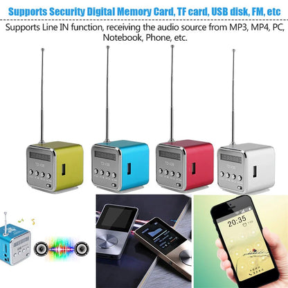 TD-V26 Portable Digital FM Radio & Wireless Speaker — Mini Stereo Receiver with LCD Display, SD/TF Card Support