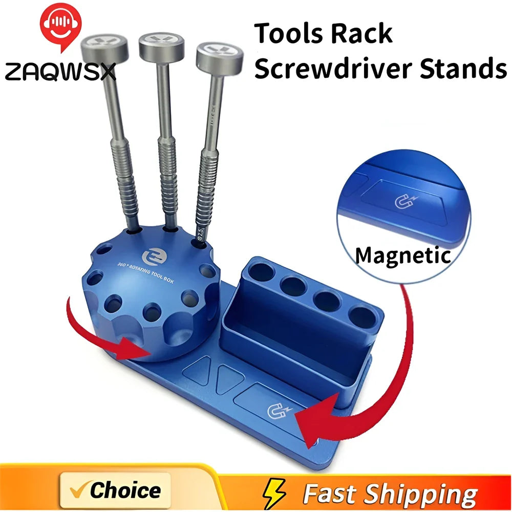 360° Rotating Magnetic Screwdriver Storage Rack – Mobile Phone Repair Tool Box & Parts Organizer Set