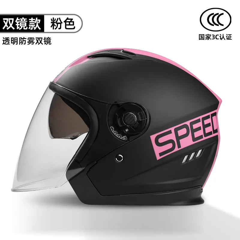 2024 New Motorcycle & Electric Car Helmet – Men’s & Women’s Safety Helmet with Anti-Fog Double Lens, Four Seasons Universal