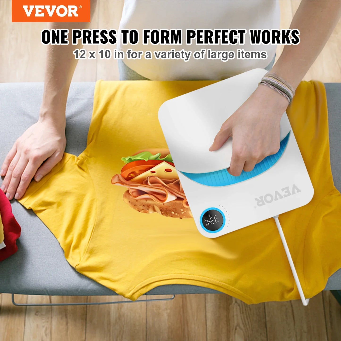 VEVOR Portable Heat Press Machine - 9x9/12x10 Inch, DIY Shirt Printing, Multifunctional Sublimation Transfer for HTV Vinyl, T-Shirt & Bag