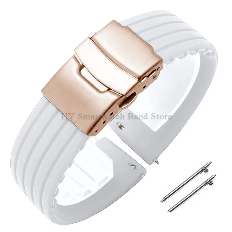 Quick Release Silicone Watch Strap 18–24mm – Sport Rubber Band for Huawei Watch GT2/3/4, Omega, Seiko, Fossil