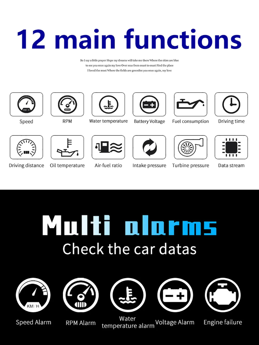 P10 Pro Head-Up Display – On-Board OBD2 Computer with Digital Speedometer, Mileage, Temperature & Driving Data Gauge