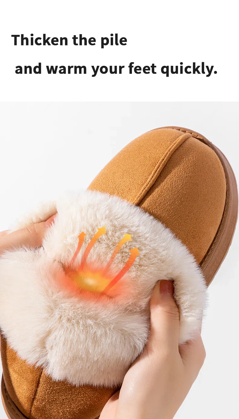 2024 Women's Fashion Snow Boots – Fluffy Plush Faux Fur Winter Slippers, Cozy Indoor Shoes for Men & Women