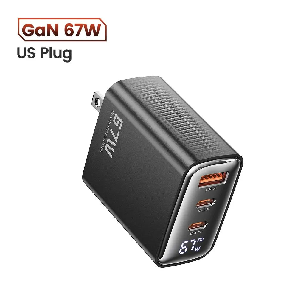 Toocki 67W GaN USB-C Charger — Digital Display Quick Charge PD PPS QC4.0 for MacBook, Laptop, iPad, iPhone 15/14