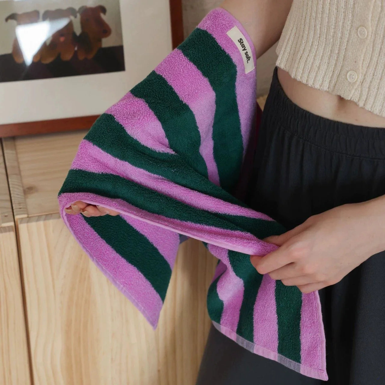 Autumn Winter Striped Cotton Bath Towel – Soft Plush Absorbent Washcloth for Bathroom Use, Unisex Home Spa & Hotel Towel