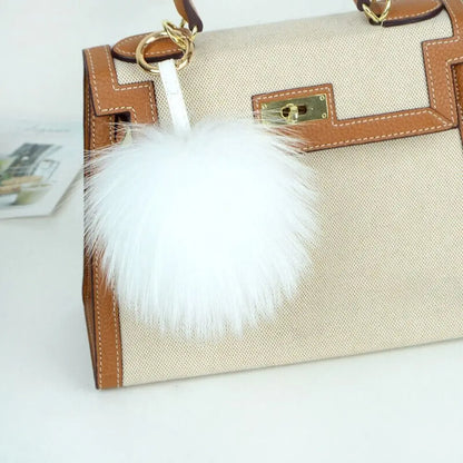 15cm Real Raccoon Fur Pompon Keychain – Cute Pendant for Bags, Hats, Clothes, and Accessories