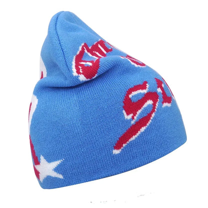 Y2K Letter Knitted Beanie Cap – Unisex Winter Autumn Warm Ski Skullcap, Hip Hop Streetwear Ear Cover Hat for Men & Women