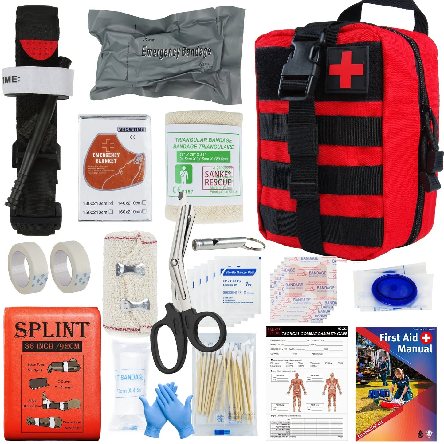 Tactical IFAK First Aid Kit - MOLLE Survival Pouch with 18-Piece EMT Emergency Supplies for Camping Outdoors