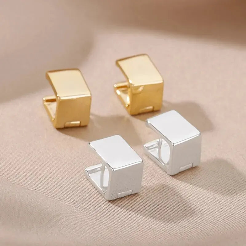 2024 Gold Square Hoop Earrings – Stainless Steel Geometric Jewelry for Women