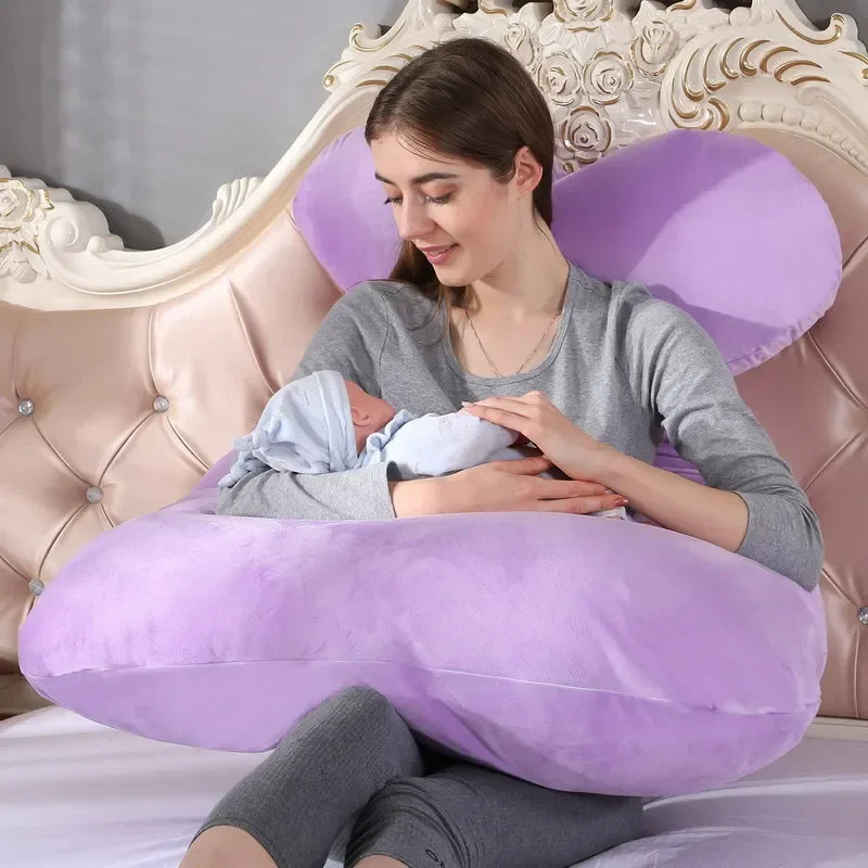 Soft Fleece U-Shaped Pregnancy Pillow – Multi-Function Side & Lumbar Support Cushion for Women