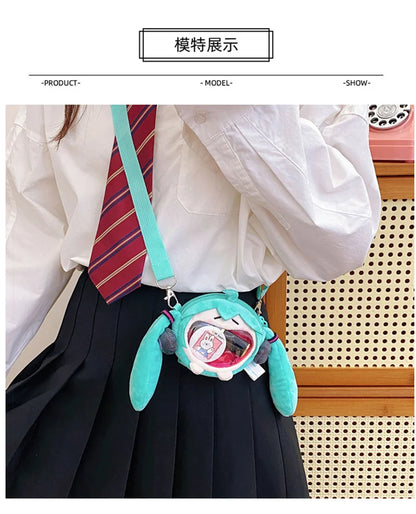 Hatsune Miku Coin Purse Shoulder Bag – Kawaii 14cm Plush Headphone Bag, Cartoon Crossbody Keychain Pendant, Perfect Girl Gift