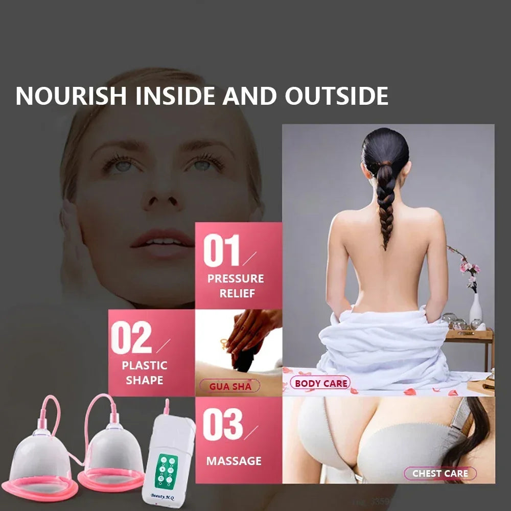 Electric Breast Enlargement Pump – Women’s Vacuum Cupping Body & Breast Massage Device with AB/CD Cups