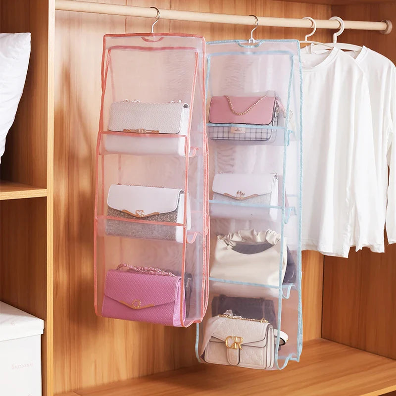 Hanging Handbag Organizer: Transparent Wardrobe Closet Storage Bag for Handbags, Shoes, and Accessories