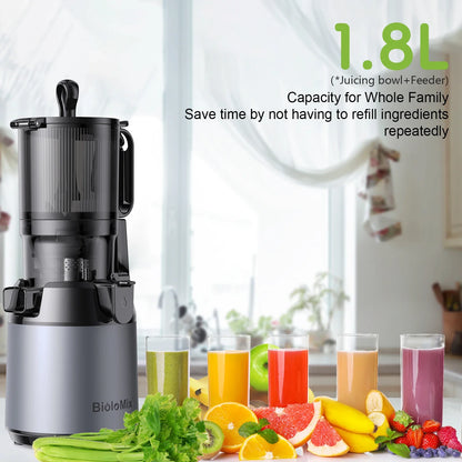 BioloMix Cold Press Juicer — 130mm Feed Chute, Whole Fruit & Veg, High Yield BPA-Free Slow Masticating Juicer