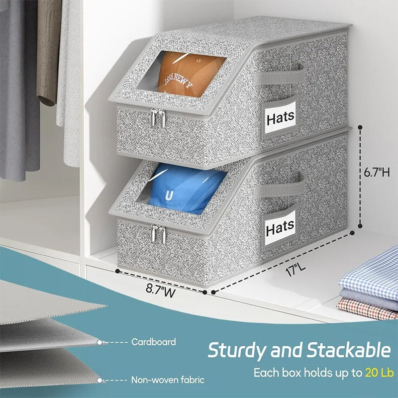 Foldable Zipper Baseball Cap Storage Box – Dustproof Non-Woven Hat Organizer for Wardrobe