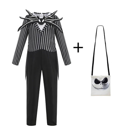 Jack Skellington & Sally Kids Costume - Halloween Cosplay Dress-Up Outfit for Girls & Boys