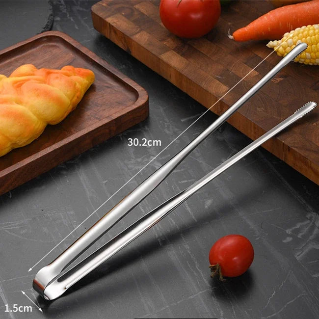 Stainless Steel Grill Tongs – Non-Slip Food Clip, BBQ Steak, Bread Tong, Cooking Utensils, Party Kitchen Gadgets