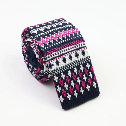 Classic Knit Neck Tie for Men — 6cm Plaid & Dots Casual Business Wedding Tie