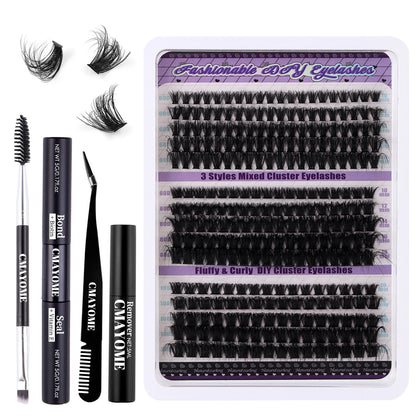 270pcs Individual Cluster Lashes — Fluffy Volume False Eyelashes with Bond & Seal Glue Kit, 60D/80D/100D Extensions