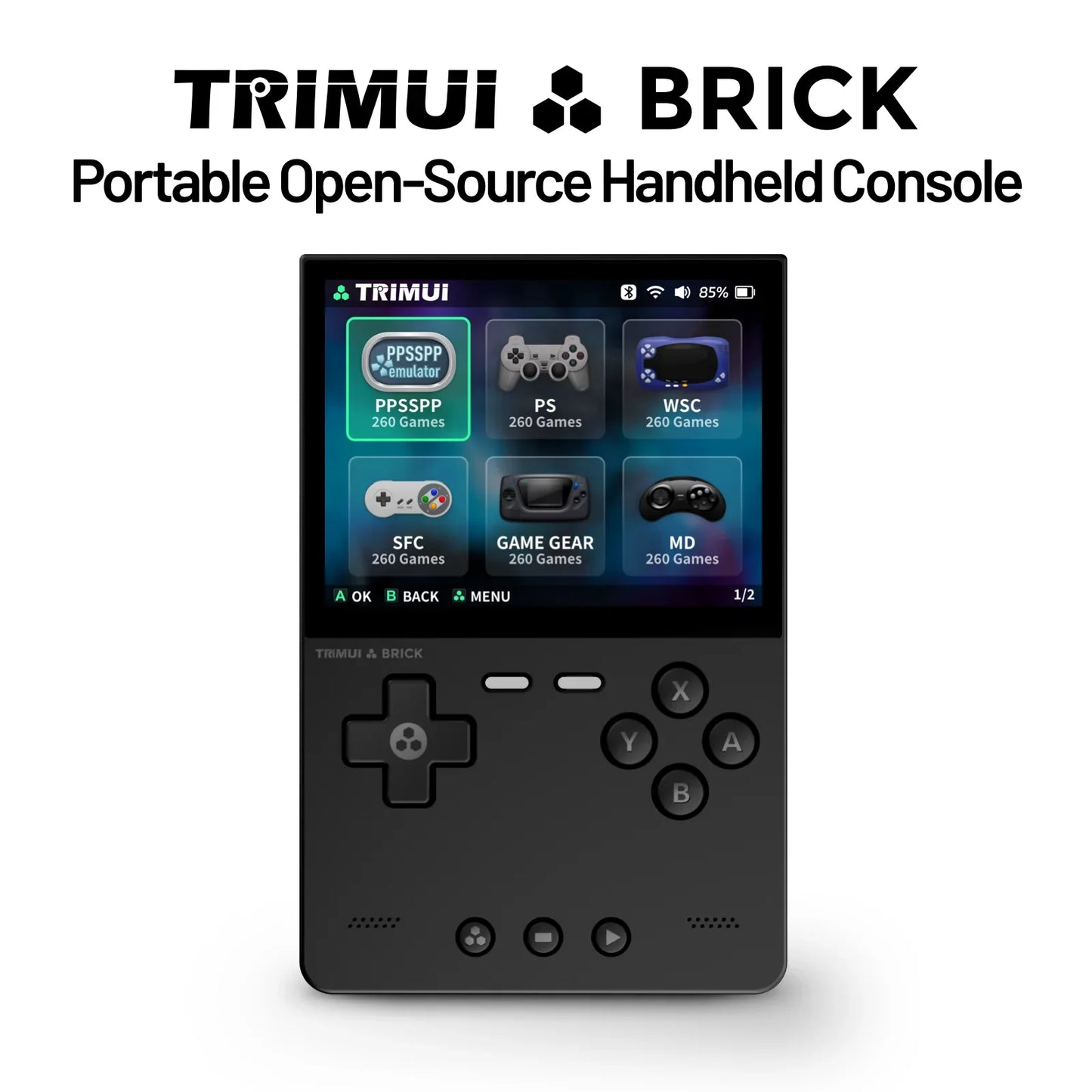 TRIMUI BRICK Handheld Game Console – 3.2'' IPS Screen, Linux System, LED Lighting, Metal Back Panel, Free Keycap Gifts