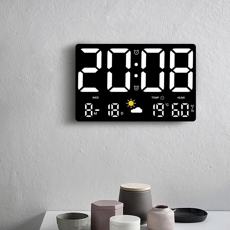 High-Definition Large-Screen Digital Wall Clock – Multi-Function Weather Clock with Temperature, Humidity Display & Color Alarm