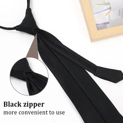 Unisex Black Clip-On Tie – Simple Security Necktie for Uniforms, Suits, Students & Funerals