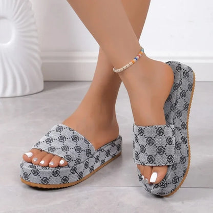 Women’s Floral Platform Sandals - Designer Flat Beach & Outdoor Slippers
