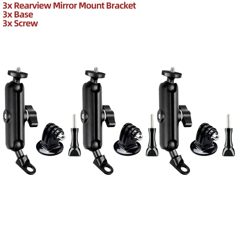 Motorcycle Handlebar & Mirror Mount – GoPro 13/12/11/10/9, Insta360, SJCAM & DJI Osmo Action Camera Bicycle & Bike Bracket Accessories Holder