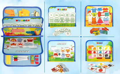 TUNJILOOL Montessori Busy Board – Early Educational Toy for Toddlers, Felt Cloth Story Book, 3D Shape & Color Match
