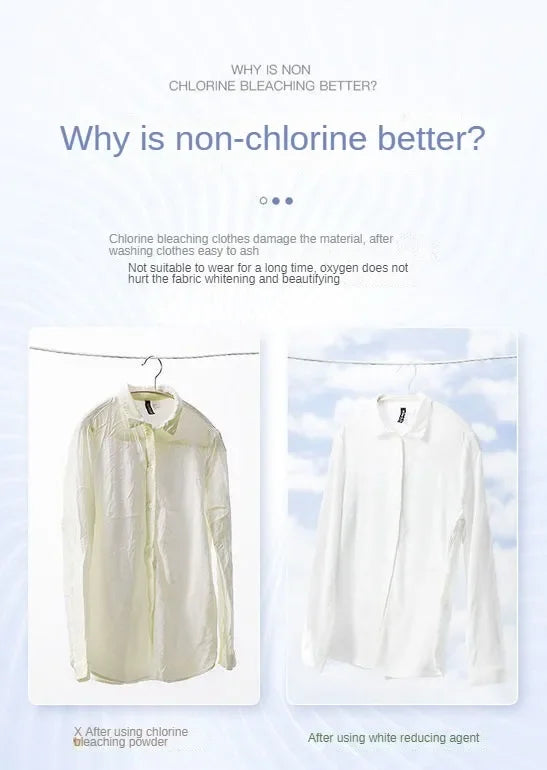 110-250g White Clothes Oxygen Bleach — Laundry Stain Remover, Oil Stain Cleaner & Whitening Detergent for Clothing