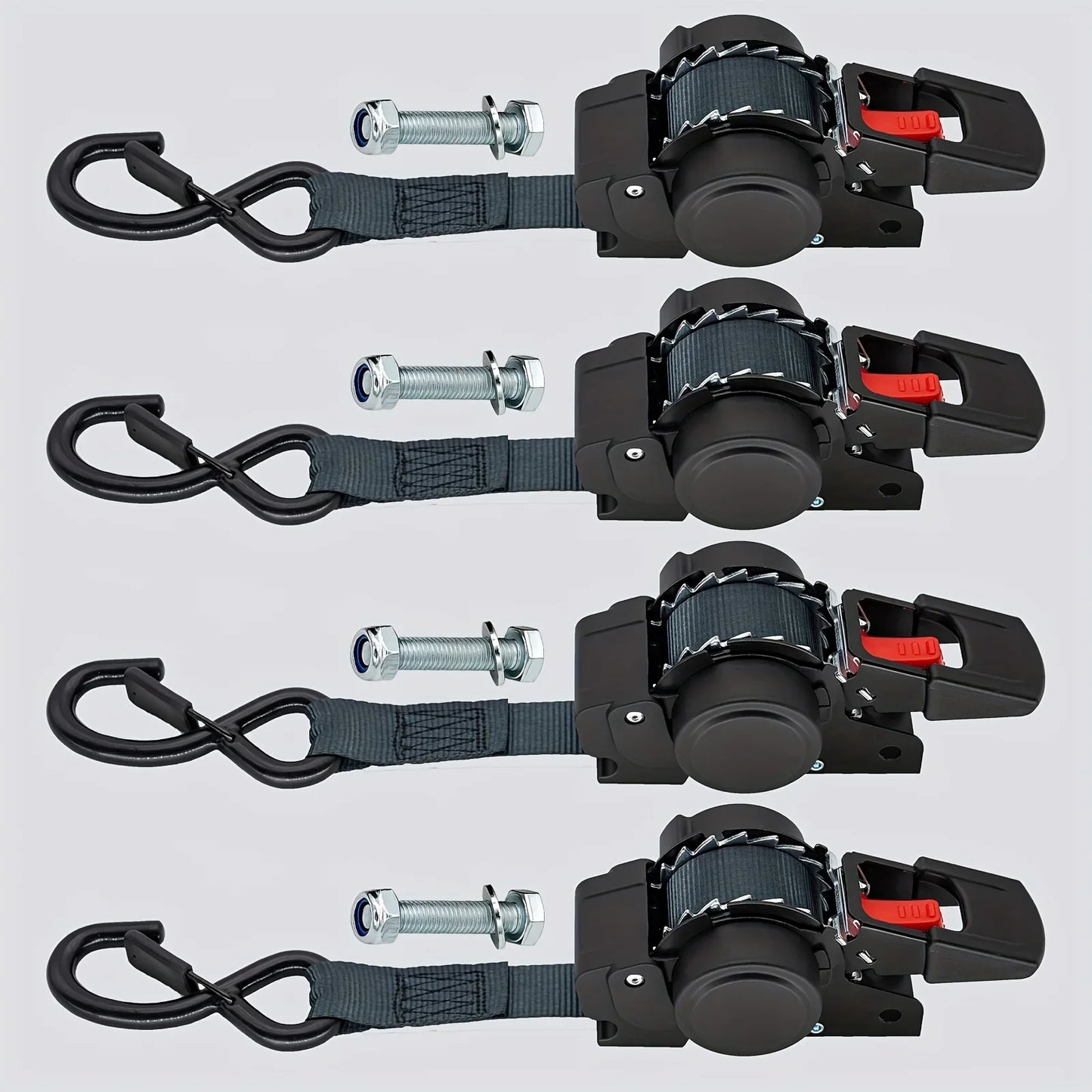 Automatic Retractable Cargo Ratchet Tie Down Straps – Self-Locking Tensioner Secure Load & Luggage Fastening System for Transport Safety