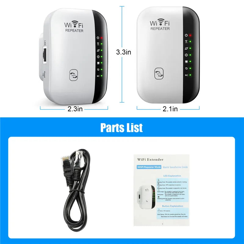 300Mbps Wireless WiFi Repeater — 2.4G WiFi Extender & Signal Booster, 802.11N Router Adapter for Home & Office