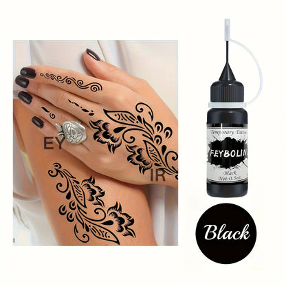 Long-Lasting Black Henna Temporary Tattoo Gel – Multi-Pack Body Art for Festivals, Parties & Role Play (1/3/5pcs)
