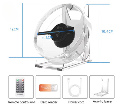 Mini 3D Holographic Projector Fan - Desktop LED Advertising Display with Remote Control & Stand