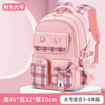 Ergonomic Spine-Protecting School Backpack | Large Capacity, Lightweight Waterproof Bag for Elementary Girls