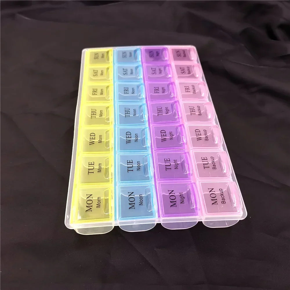 Weekly Pill Organizer Box – 2/3/4 Row Medicine Storage Container with Compartments for 7 Days