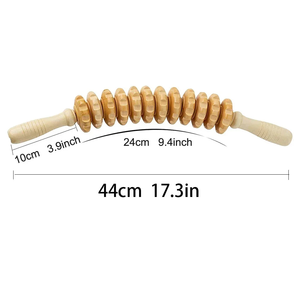 Curved Wooden Cellulite Roller – Body Shaping Massage Tool for Stomach & Lymphatic Drainage Therapy
