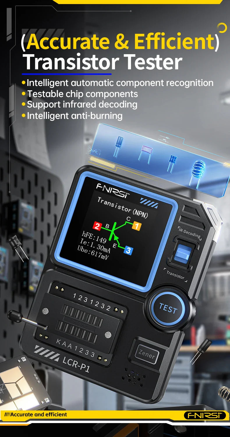 FNIRSI LCR-P1 Multifunctional Transistor Tester & LCR ESR Multimeter for Diodes, Capacitance, Resistance