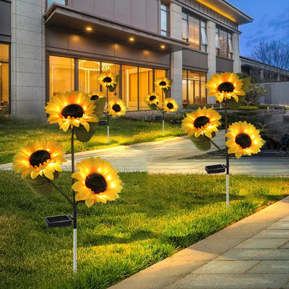 Solar LED Sunflower Flower Lights - Waterproof Garden Decorative Landscape Lighting for Home Decor and Lawn Decoration