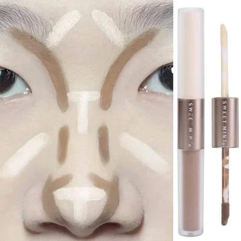Double-Ended 2-in-1 Highlighting & Contouring Stick — Concealer Pencil for Nose Shadow & Bronzing Makeup