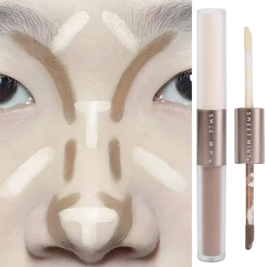 Double-Ended 2-in-1 Highlighting & Contouring Stick — Concealer Pencil for Nose Shadow & Bronzing Makeup