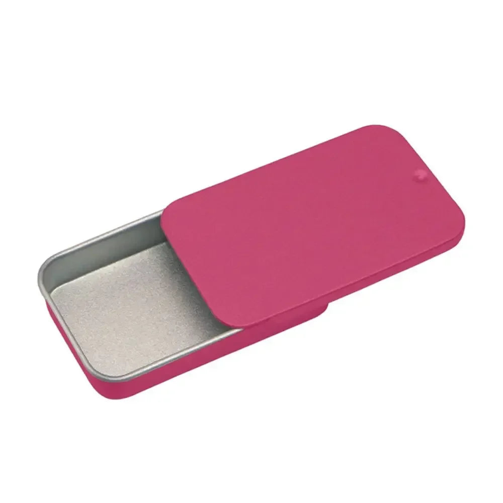 Metal Rectangular Mini Tin Box – Hinged Push-Top Candy, Pill & Small Storage Container