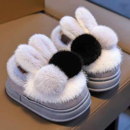 Kids Cotton Winter Slippers - Cartoon Non-Slip Indoor House Shoes with Heel Cover