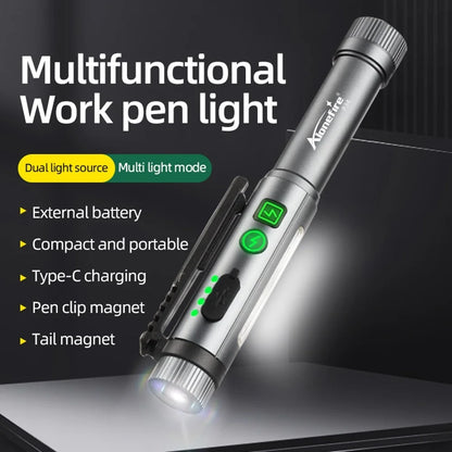 2-in-1 High Bright COB LED Pen Flashlight – USB Rechargeable Mini Torch for Camping, Hiking, Emergency & Outdoor Work Light