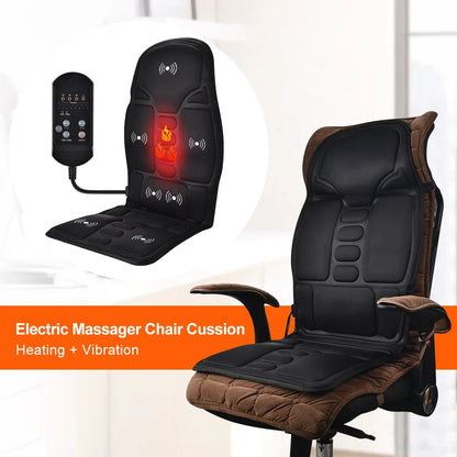 Electric Full-Body Massage Chair Cushion | Infrared Heating Vibrator for Back, Neck & Lumbar – Car, Home, Office