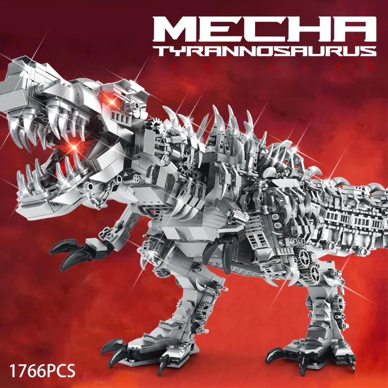1766-Piece Battle Mech T-Rex Building Blocks – Articulated Robotic Dinosaur Model Kit for Display & Play