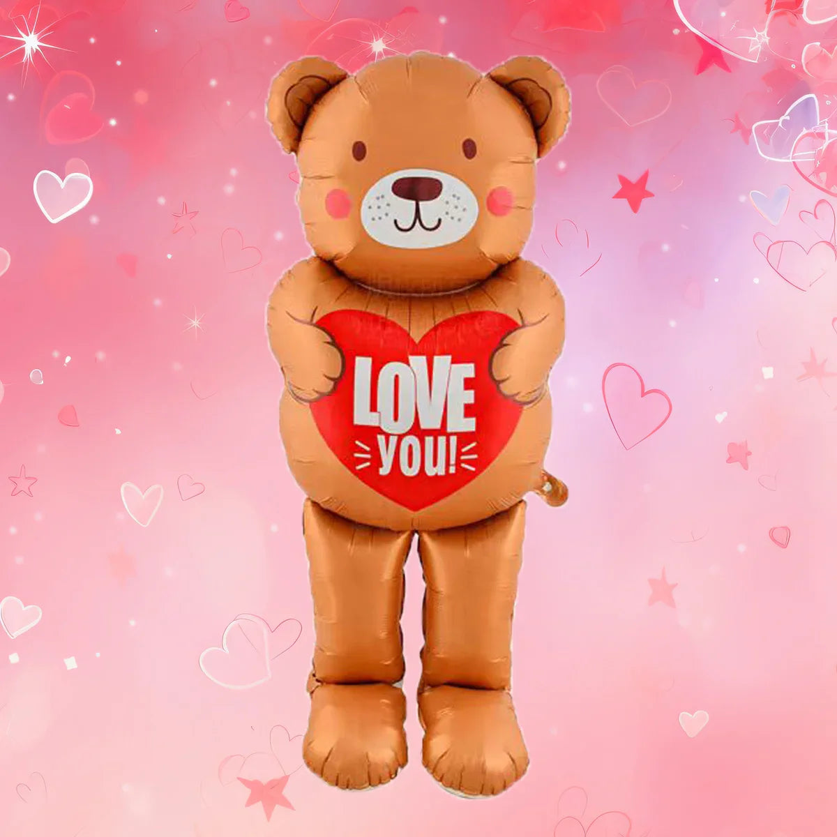 Happy Valentine’s Day Heart Balloon Stand Set – Love Bear & Heart-to-Heart Balloons Wedding Party Decoration